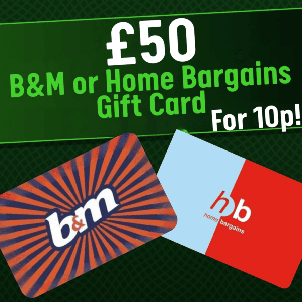 £50 BnM or Homebargains voucher for ten pence